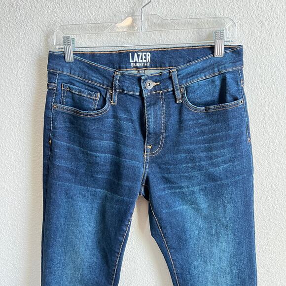 Lazer Skinny Fit Low Rise Blue Jeans Men's 30x30 Stretch Dark Wash Denim - Picture 2 of 7